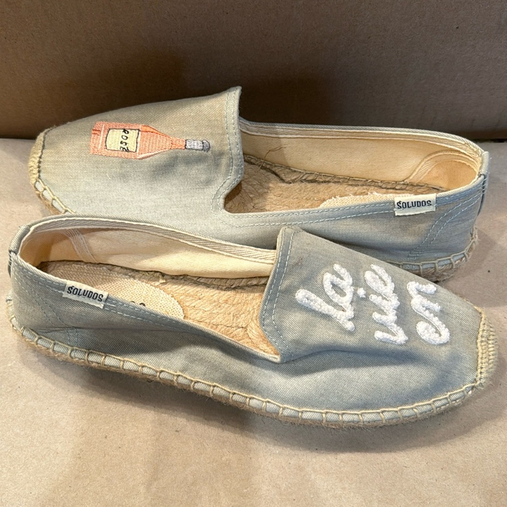 Soludos Women's La Vie En Rosé 1” Platform Smoking Slippers size 7.5